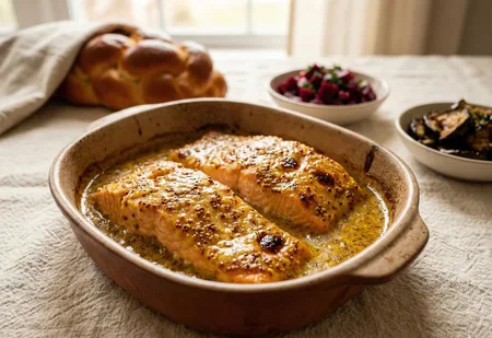 סלמון ברוטב חרדל ודבש